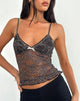 Immagine di Rumaysa Cami Top in pizzo stampato Mini Polka Bianco e Nero
