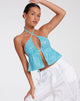 immagine di Runita Crop Top in Drape Sequin Blu