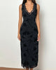 Immagine di Saga Midi Dress in Rose Flock Nero