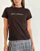Immagine di Saki Tee in marrone cioccolato con stampa Girl Intuition