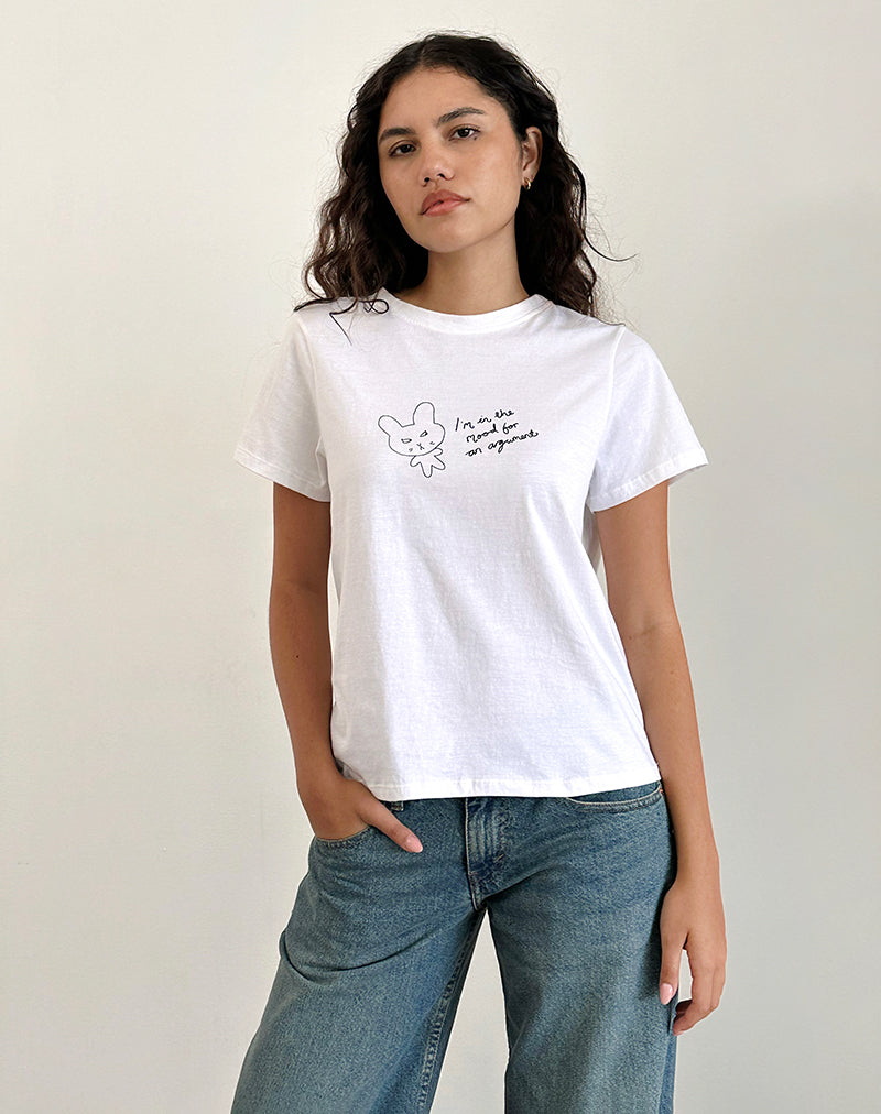 Saki Tee con stampa Argument Mood in bianco