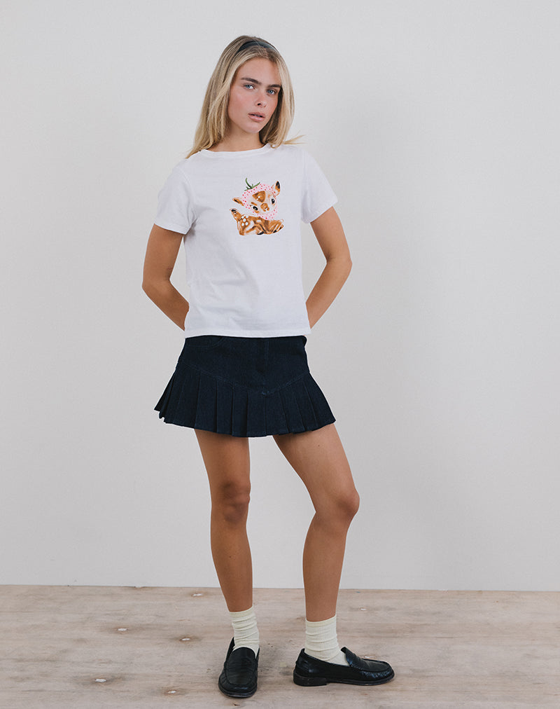 Saki Tee in bianco con stampa Baby Deer