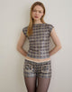 Immagine di Serafim Short in Sequin Vintage Check Marrone