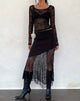 Immagine di Seraphina Maxi gonna asimmetrica con orlo in pizzo in nero