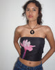 Immagine di Shae Top a fascia nero con fiori rosa