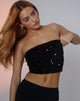 immagine di Shae Bandeau Top in Mini Sequin Nero