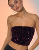 immagine di Shae Top a fascia in mini paillettes borgogna