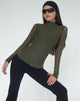 immagine di Hanbin Zip Up Jumper in Mesh Olive