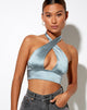 Immagine di Silta Crop Top in raso azzurro