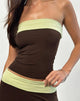 Immagine di Solna Bandeau Top in marrone cioccolato con rilegatura in pistacchio