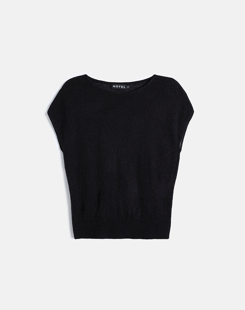 Immagine di Sorin Top con cintura profonda in maglia nero