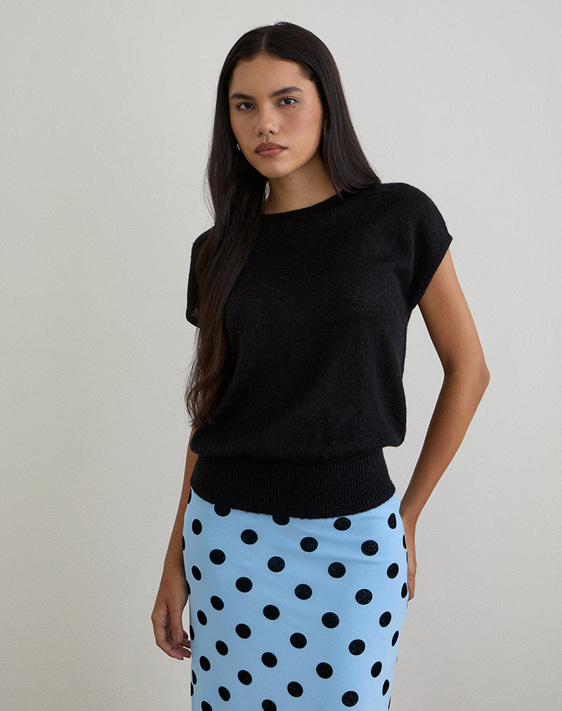 Immagine di Sorin Top con cintura profonda in maglia nero