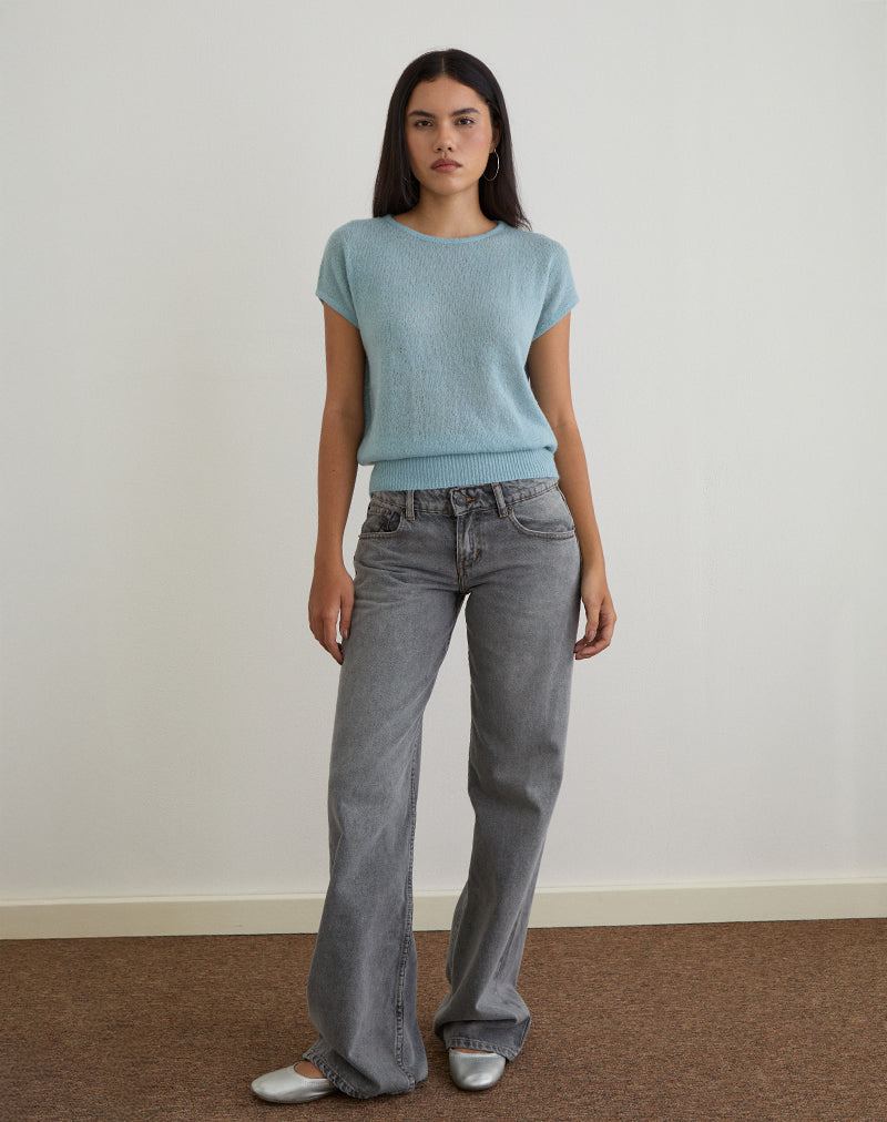Top Sorin con cintura profonda in maglia blu