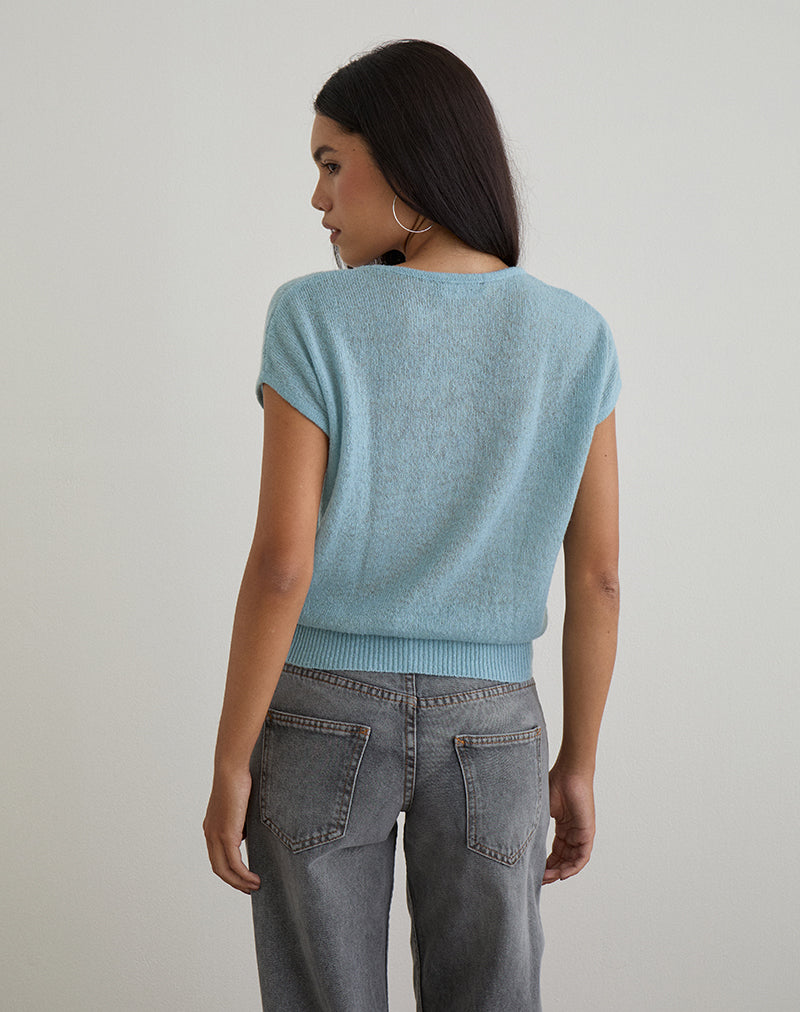 Immagine di Sorin Top con cintura profonda in maglia blu