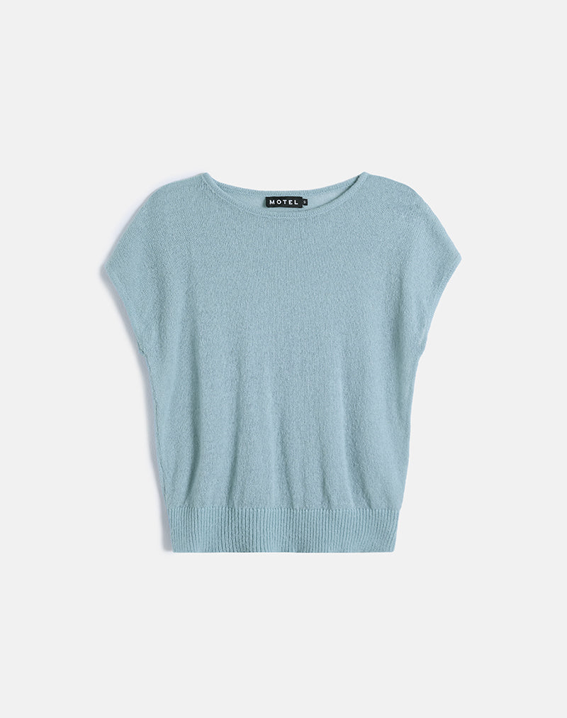 Immagine di Sorin Top con cintura profonda in maglia blu