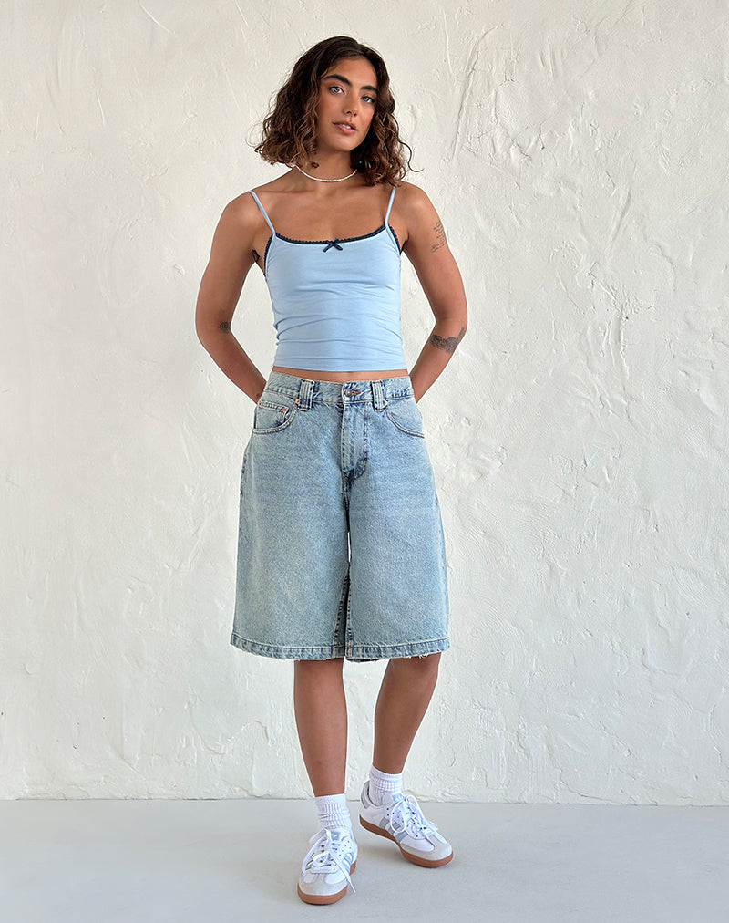 Canotta Suna in blu Nantucket con finiture in blu minerale