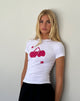 Immagine di Sutin Baby Tee con stampa di ciliegie bianche