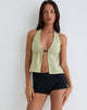 Immagine di Syrma Backless Halter Top in lino verde salvia