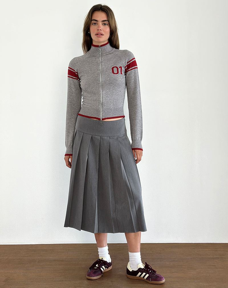 Giacca Tacita con zip in grigio con motivo rosso