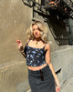 Immagine di Tamari Tie Detail Mesh Gilet Top in Diffused Floral Navy