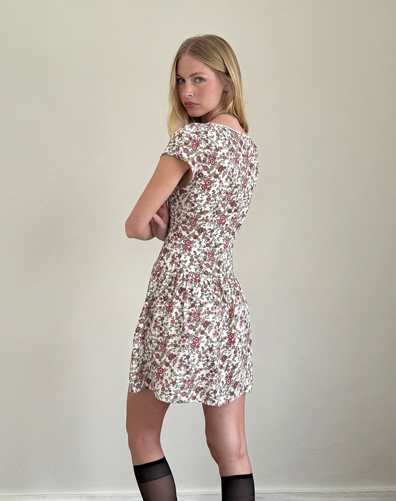 Mini abito Tipani in Vintage Bloom Avorio