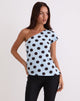 Immagine di Tokiwa Tee Asymmetric Shoulder in Big Polka Blue Brown