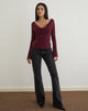Immagine di Trivedi Top a maniche lunghe in Flock Mini Leopard Plum