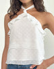 Immagine di Uran Top con collo alto in pizzo chiffon Dobby Bianco