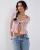 Immagine del cardigan Vella in maglia rosa