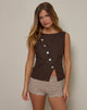 Immagine di Vonne Asymmetric Button Top in Chocolate Brown