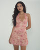 Immagine di Yoriko - Mini abito con scollo a mezzaluna in Smoky Floral Peach