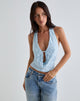 Immagine di Yukari Plunge Top in Burnout Mesh Blu