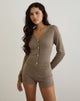 Immagine del cardigan con bottoni Yunji in lurex oro