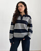 Immagine di Yusnada - Maglia da rugby oversize a righe grigie e marine