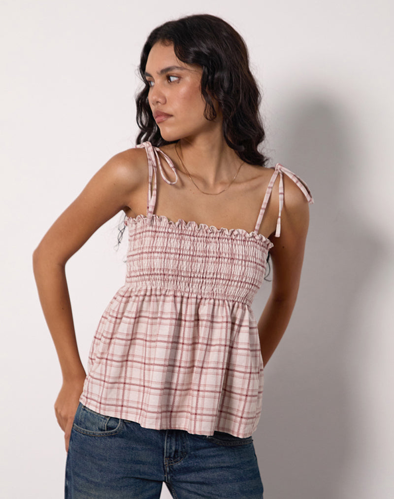 Top Zerah in Basic Tartan Pink