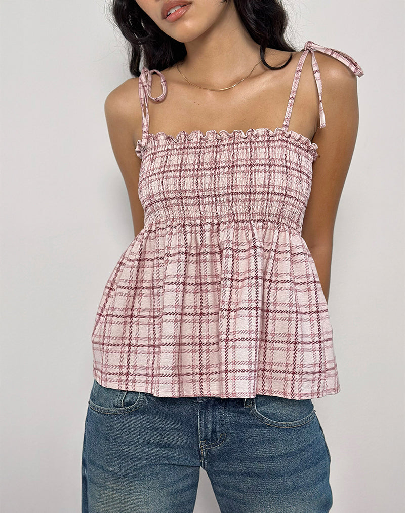 Top Zerah in Basic Tartan Pink