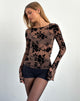 Immagine di Zerlin Top in flock floreale marrone