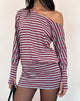 Immagine di Zylina Mini Dress in borgogna e grigio a righe classiche