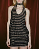 Immagine di Daphnis Mini Backless Halterneck Dress in Lurex Gold Stripe