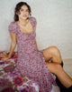 IMMAGINE DI Larson Vestito midi in borgogna floreale anni '90