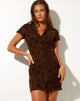 Immagine di Avalo Mini Dress in Brown Flock Daisy Mesh