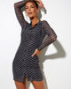 Immagine di Avaya Dress in Mesh Diagonal Dogtooth Nero e Tan