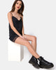 Immagine di Balace Slip Dress in raso nero con pizzo nero