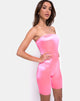 Immagine di Unitard a fascia in raso rosa fluo