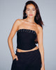 Immagine di Bertha Crop Top senza spalline in nero con occhiello