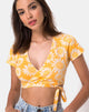 Immagine di Biaz Wrap Crop in giallo floreale sunkissed