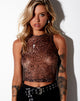 Immagine di Bika Gilet Top in Mesh Gradiente Marrone Ghepardo