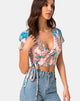 Immagine di Bilen Crop Top in Jungle Flower Blu e Crema