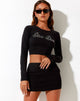 Immagine di Bonnie Crop Top in nero Disco Diva Hotfix