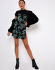 Immagine di Tista Dress in Dragon Flower Nero e Menta